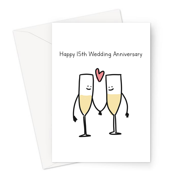 Happy 15th Wedding Anniversary Greeting Card Crystal Wedding Anniversary Card For Husband Wife Two Champage Flutes In Love Married Fifteen Years Lemon Loco