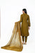 Fashion Porters Pret Pret Wear 3 Piece Solid Olive Brown Mehndi Raw Silk Suit