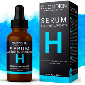 Serum Ácido Hialurónico Facial + Vitamina B5 + Extracto de Bulbo de Azafrán (39% OFF)  - 99% Ingredientes Naturales - 30ml (Mayoreo)