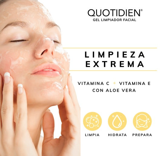 Gel Limpiador Facial con Vitamina C + Vitamina E + Aloe Vera - 80% Ingredientes Naturales - 235ml (Mayoreo)