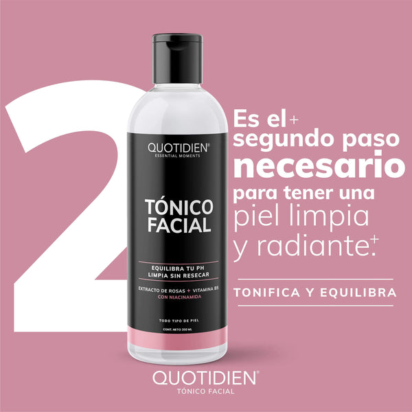 Tónico Facial con Agua de Rosas + Vitamina B5 + Niacinamida - Sin Fragancia - Sin Alcohol Etílico - 97% Ingredientes Naturales - 350ml (Mayoreo)