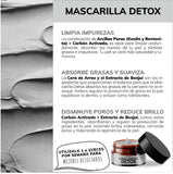 Mascarilla Facial Detox de Carbón Activado + Arcillas Puras (Kaolin y Bentonita) + Cera de Arroz + Extractos Naturales- 94% Ingredientes Naturales (Mayoreo)