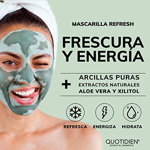 Mascarilla Facial Refrescante - Arcillas Puras (Kaolín y Bentonita) + Aloe Vera + Xilitol - 93% Ingredientes Naturales (Mayoreo)