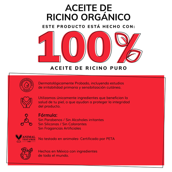 Aceite de Ricino Certificado Orgánico por OTCO - Prensado en Frío, Sin Hexanos - 100% Puro -  50ml (Mayoreo)