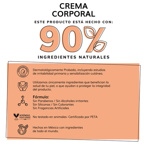 Crema Corporal Humectante con Manteca de Karite + Vitamina E + Vitamina B5 - 90% Ingredientes Naturales - 450g (Mayoreo)