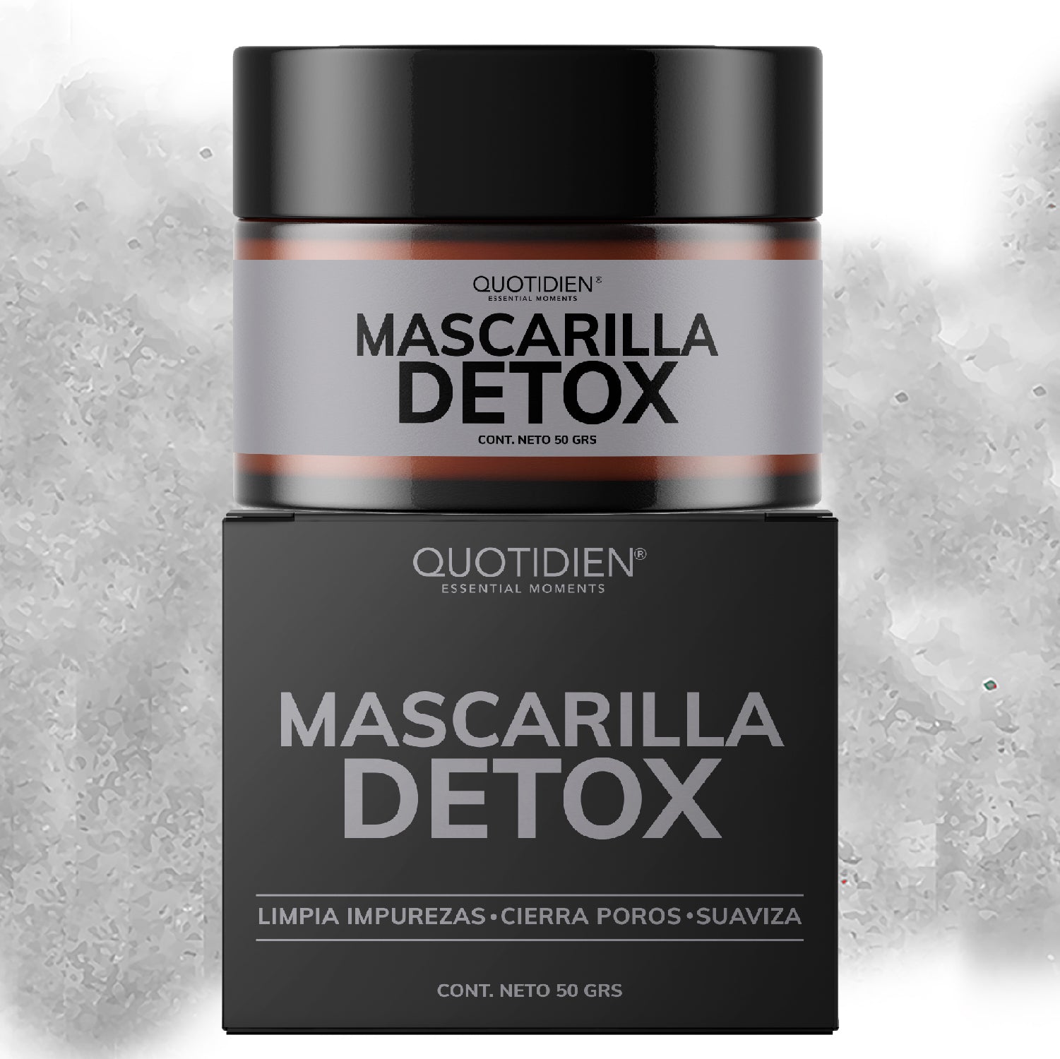 Mascarilla Facial Detox de Carbón Activado + Arcillas Puras (Kaolin y Bentonita) + Cera de Arroz + Extractos Naturales- 94% Ingredientes Naturales (Mayoreo)