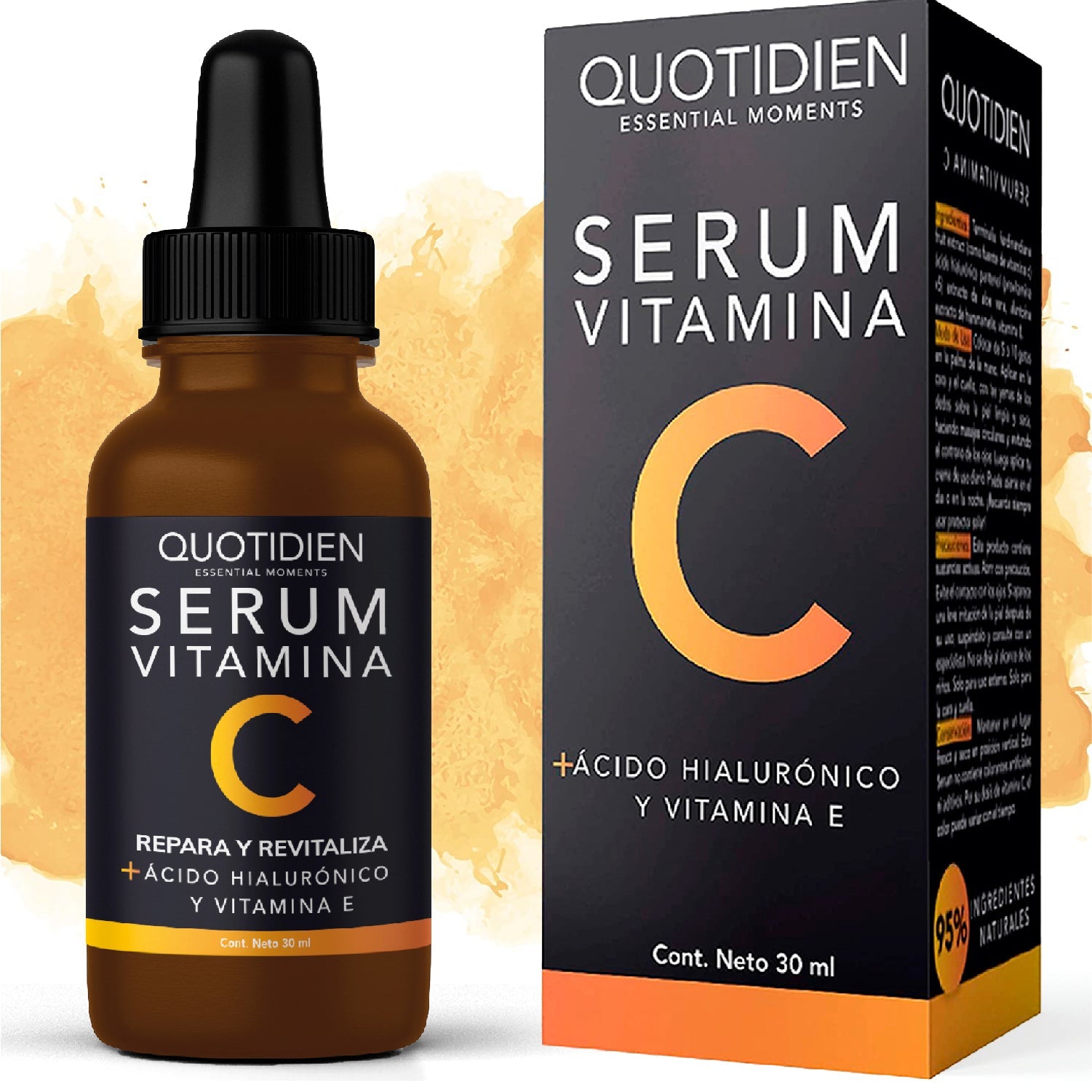 Serum Vitamina C + Ácido Hialurónico + Vitamina E- 95% Ingredientes Naturales - Para Todo Tipo de Piel - 30ml (Mayoreo)