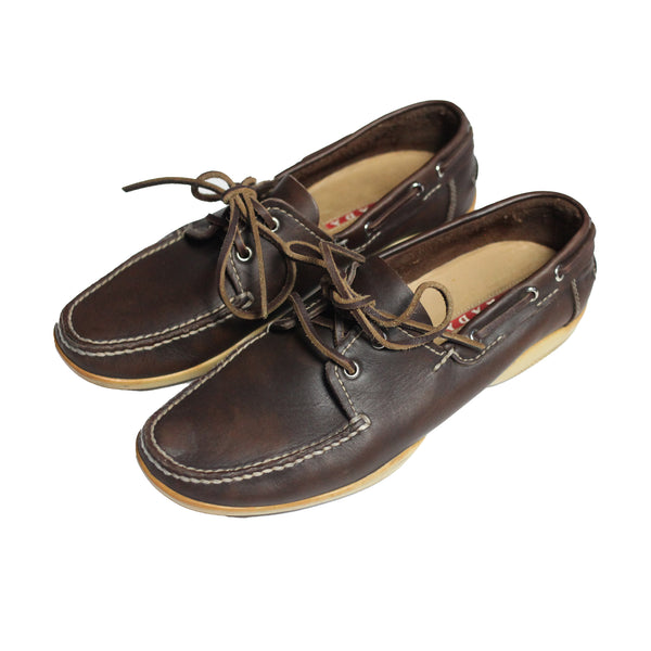 PRADA SPORT BROWN BOAT SHOES CIRCA 2000'S * TOO HOT