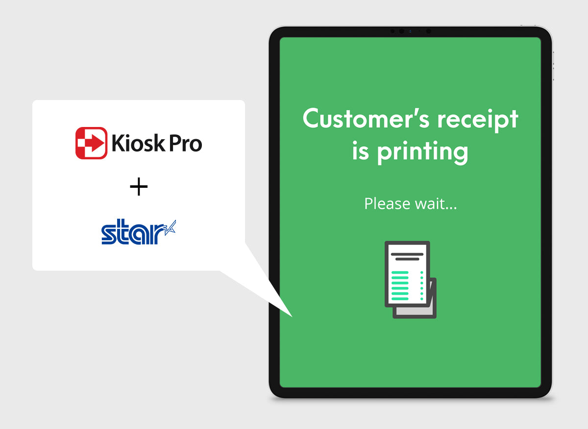 Kiosk Pro displays a printing screen in a tablet.
