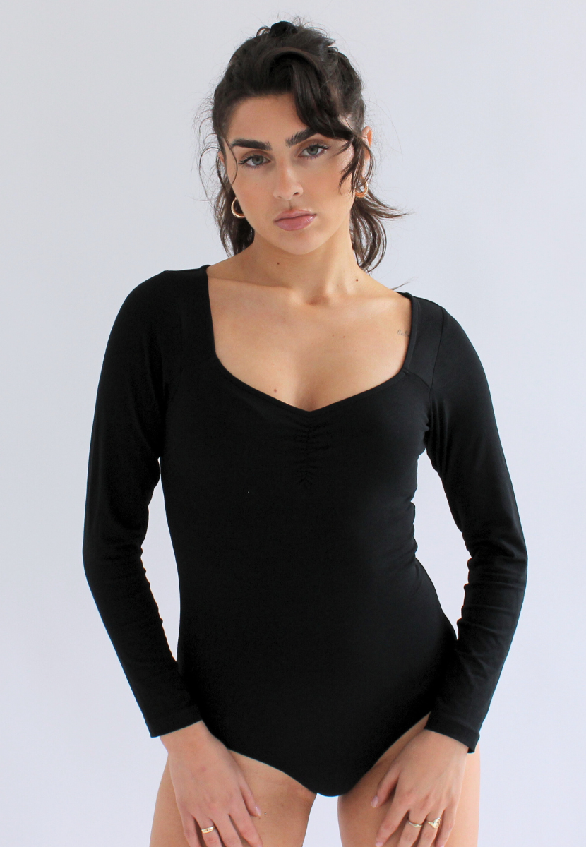 Organic Cotton Long Sleeve V-Neck Bodysuit