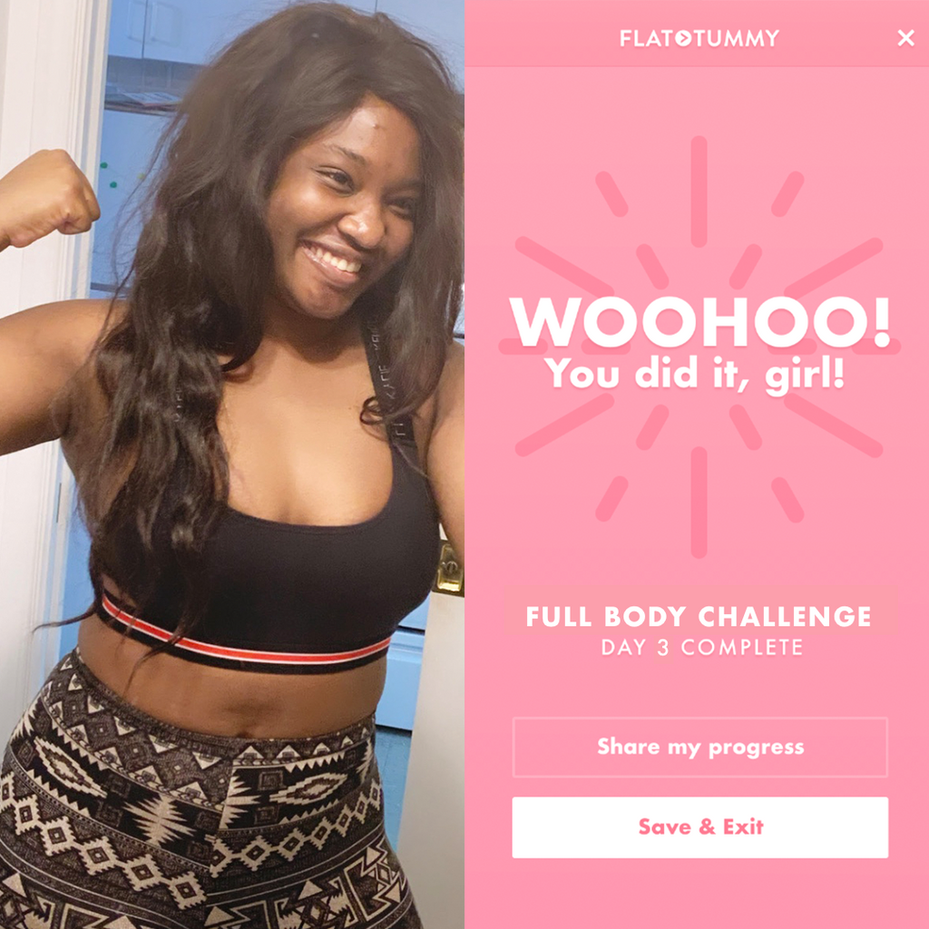 Girl Finishes Flat Tummy App Workout