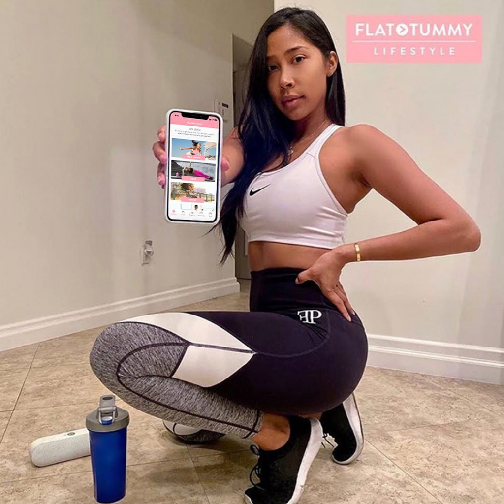 Girl posing with Flat Tummy App