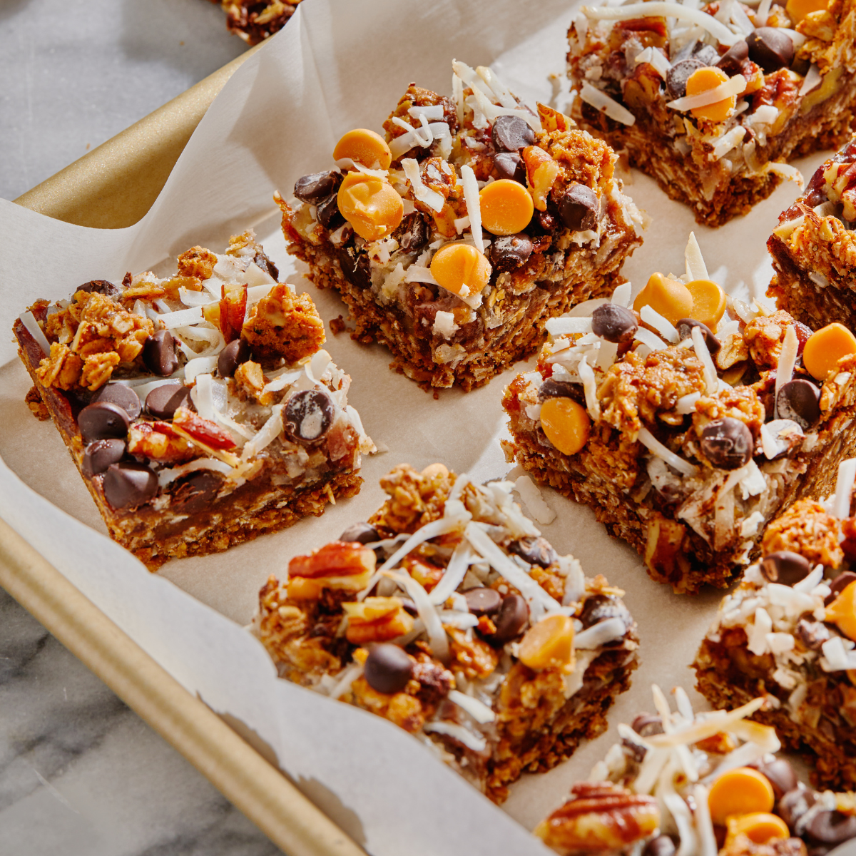 Seven Layer Bars with Cookie Granola Crust