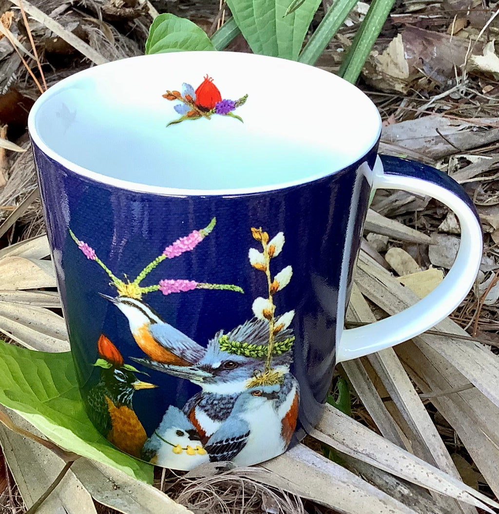 Hand-thrown Ceramic Travel Mug in Misty Morning Glaze With Band 