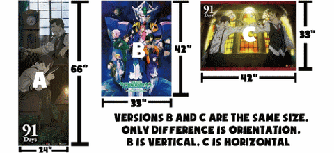 wall scroll poster size examples and orientation differences portrait vs landscape.