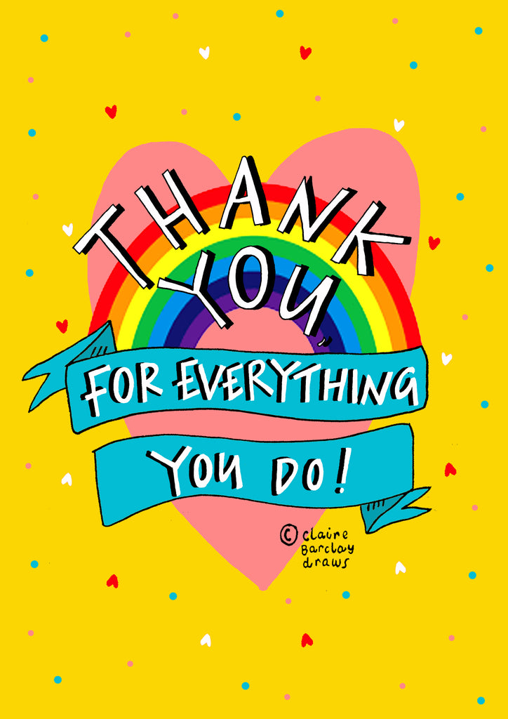 Thank You For Everything You Do Greetings Card Claire Barclay Draws