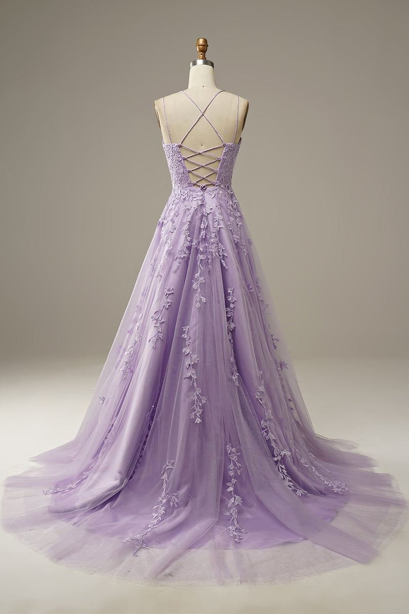 Zapaka Women's Prom Dress Appliques Sky Blue Tulle Spaghetti Straps ...