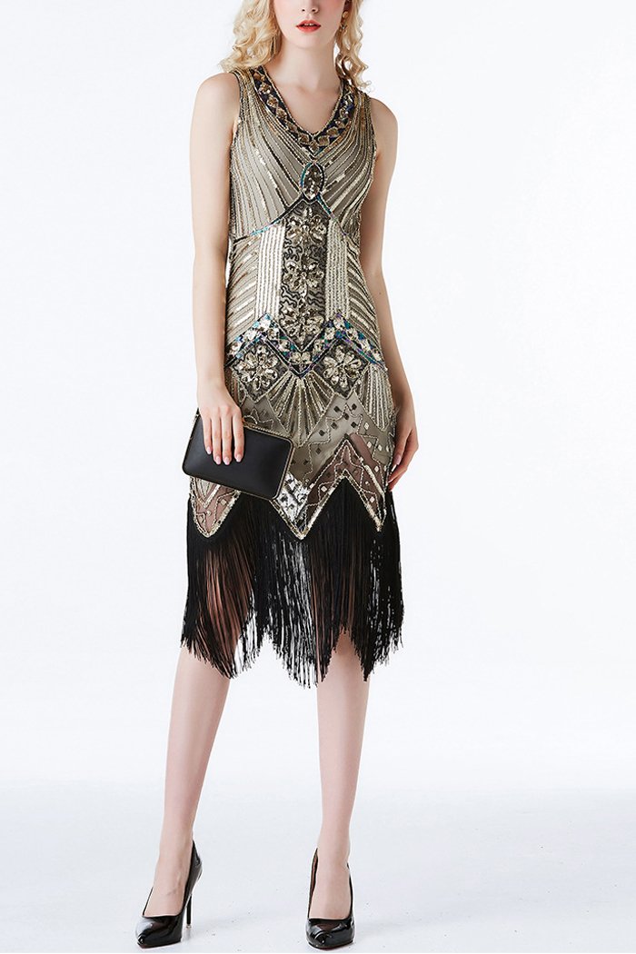 Glitter Fringe 1920s Flapper Dress