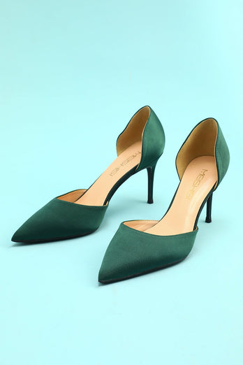 dark green satin shoes