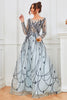 Load image into Gallery viewer, Light Blue Long Sleeves Beaded Evening Dress