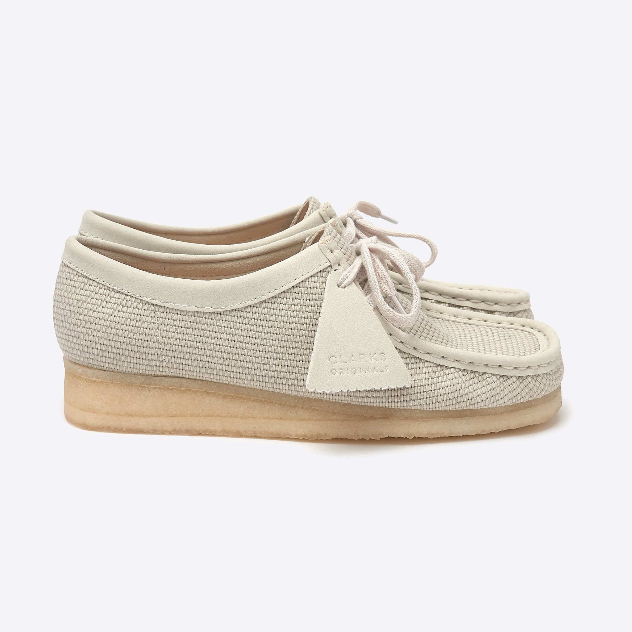 off white clarks wallabees