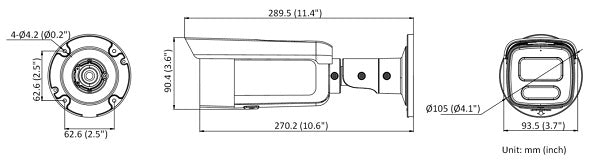 Image of a Hikvision DS-2CD2T47G2-LSU/SL ColorVu Camera Dimensions