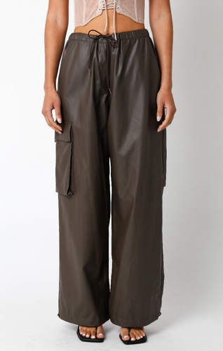 Faux Leather Center Seam Trousers – shop hey chick