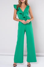 Load image into Gallery viewer, Sleeveless V Neck Ruffle Wide Leg Jumpsuit