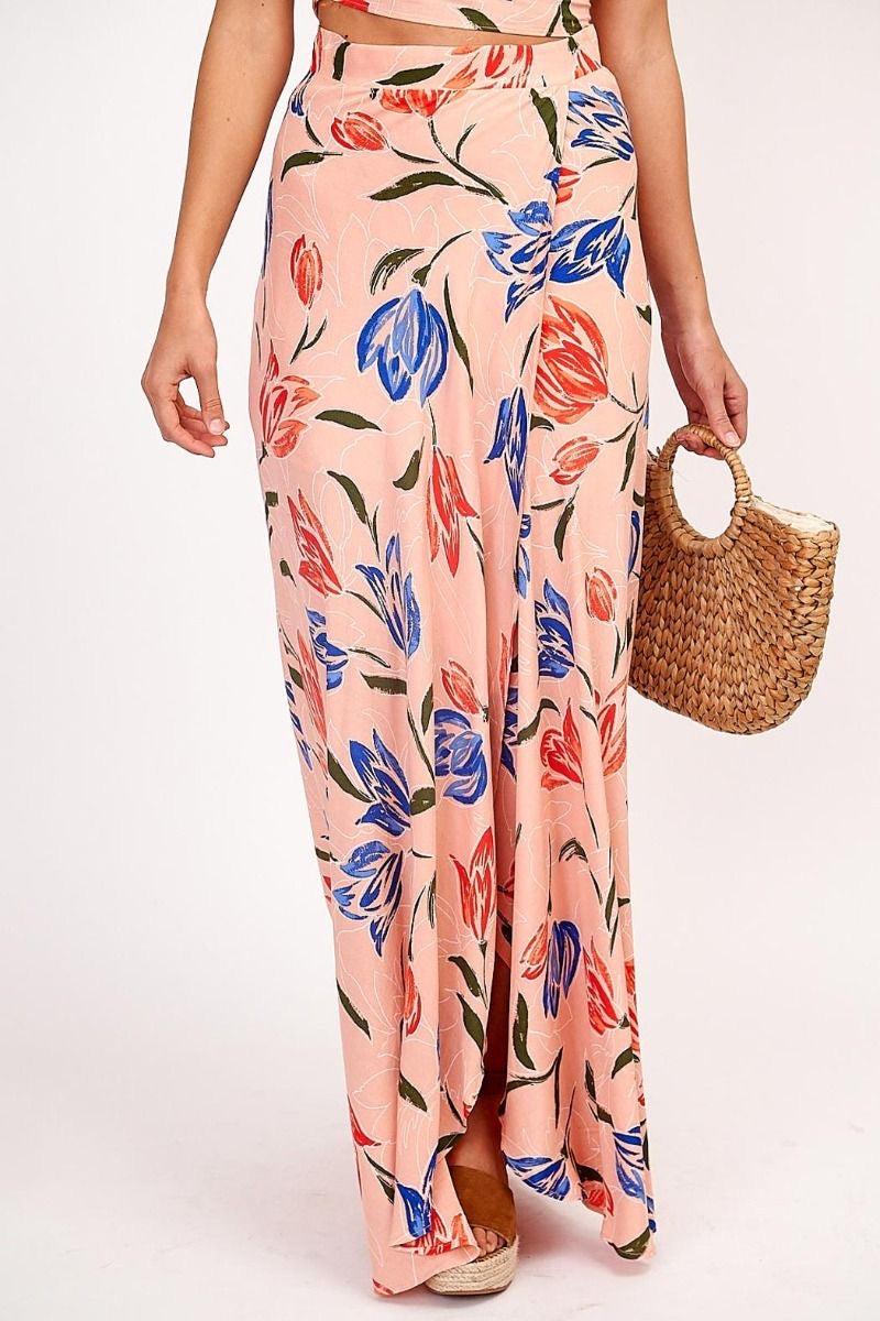 faux wrap maxi skirt