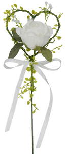 White Rose Heart 42cm - Wedding Bridesmaid Flower Wand