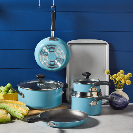 Farberware Style 10pc Nonstick Cookware Pots And Pans Set - Blue