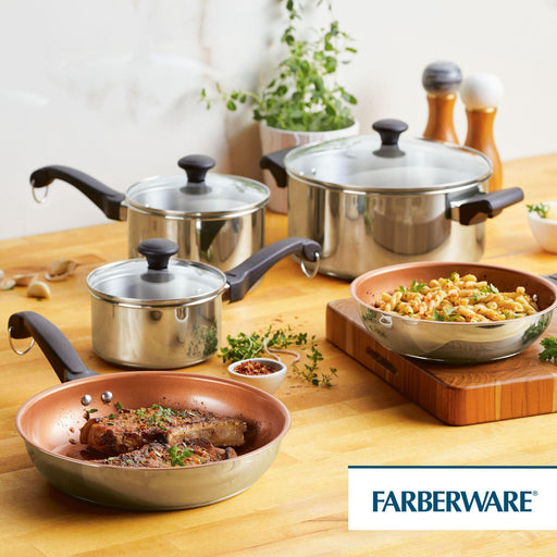 Farberware Classic Stainless Steel Cookware Pots and Pans Set,  15-Piece,50049,Silver