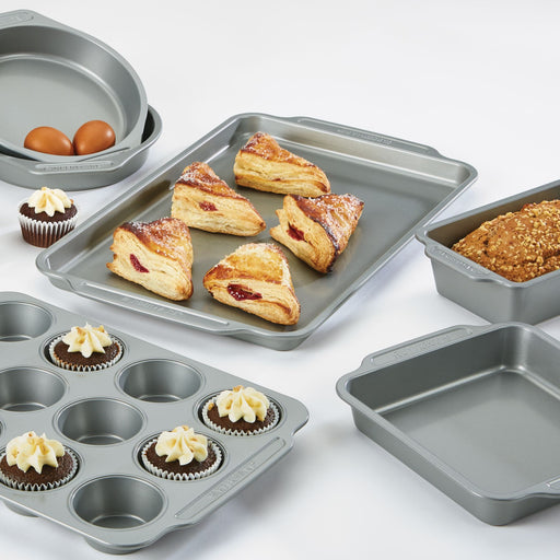 10-Piece Baking Pans set, E-far Stainless Steel Bakeware Set for Oven,  Include Cake Pan/Baking Cookie Sheet/Pizza/Muffin/Loaf Pan, Non-Toxic &  Heavy
