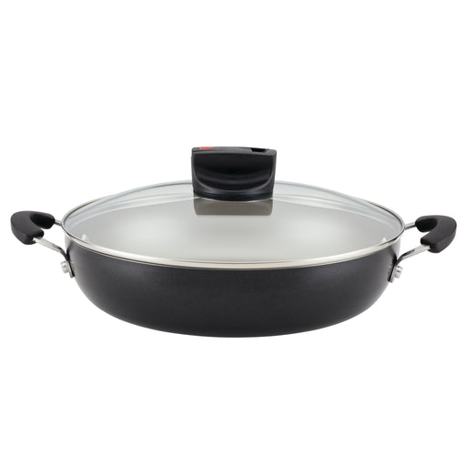 Farberware 15-Piece Cookware Set, Black - 1 Quart Saucepan, 2 Quart Saucepan,  1.25 gal Dutch Oven, 8 Diameter Skillet, 10 Diameter Skillet, Cookie  Sheet, Lid - Aluminum, Glass Lid, Rubber (21806) 