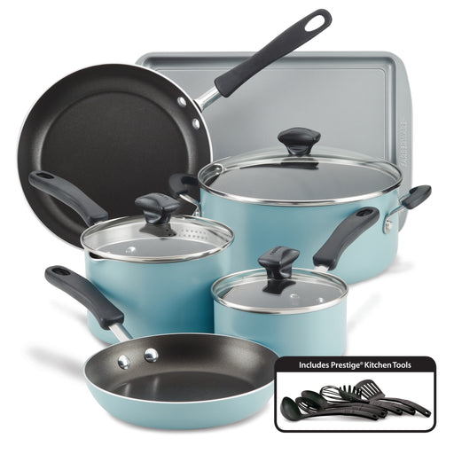 Farberware 14-Pc. Smart Control Nonstick Aluminum Cookware Set Aqua