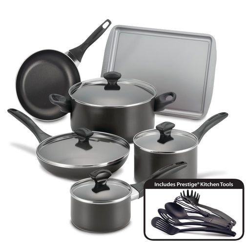 Farberware Easy Clean Steam Vent Cookware Nonstick Pots and Pans Set, 14-Piece, Copper