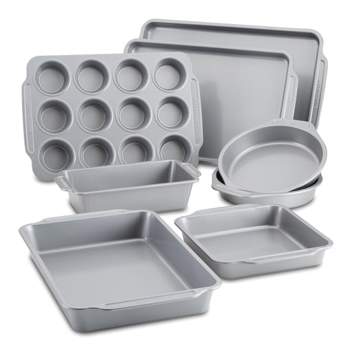 Farberware Nonstick Steel Bakeware Set with Cooling Rack, Baking Pan and  Cookie Sheet Set with Nonstick Bread Pan and Cooling Grid, 10-Piece Set,  Gray