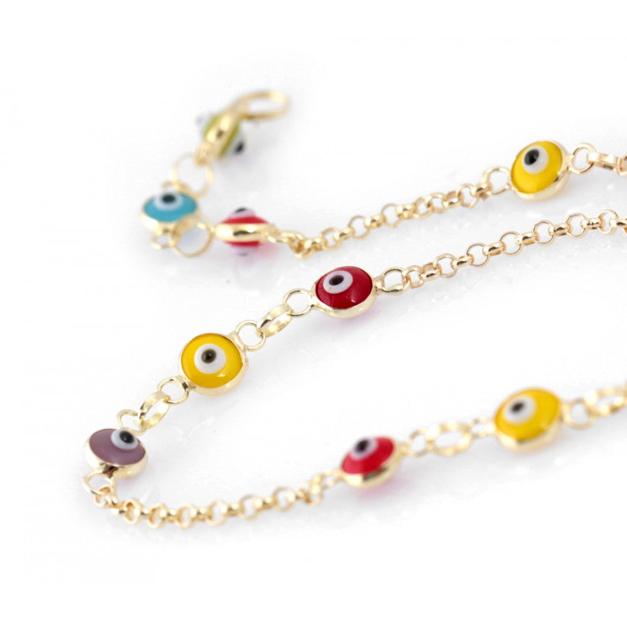 14K YELLOW GOLD EVIL EYE AND LADYBUG BRACELET – MYNESS INC