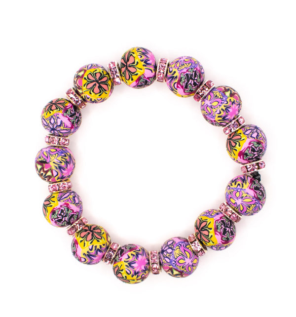 Pink Lemonade Patterned Handmade Bead Bracelet – Intention Beads