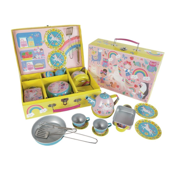 summer bugs tin tea set