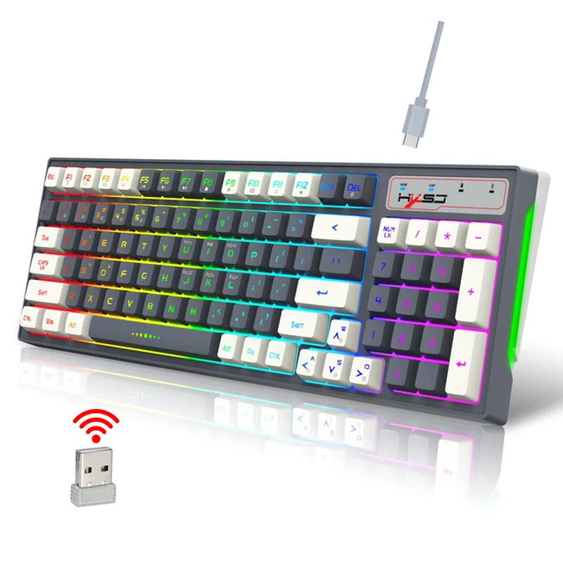 96 Keys Wireless Keyboard RGB Backlight Rechargeable