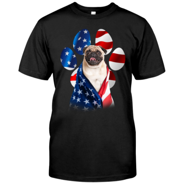 American Flag Pug Dog Gift Men Women Dog Lovers T-shirt.jpg | Dreameris