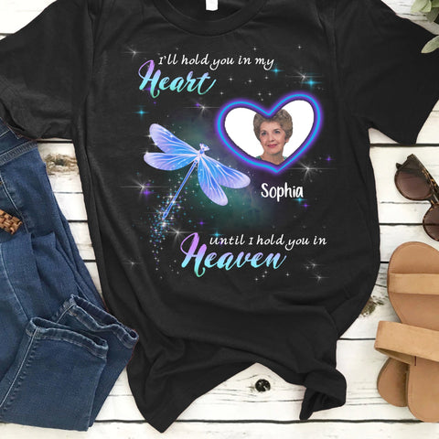 Memorial Passed Away Dad Father Heaven Galaxy Heart Custom Name & Year  Personalized T-shirt