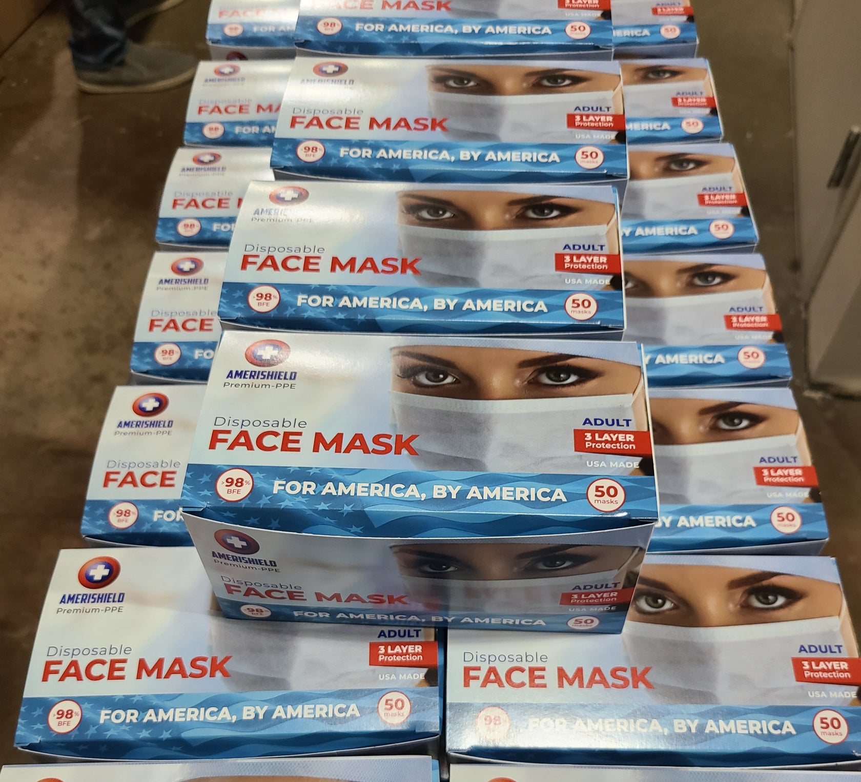 AmeriShield | USA Made 3-Ply Disposable Face Mask | ASTM Level 2 ...
