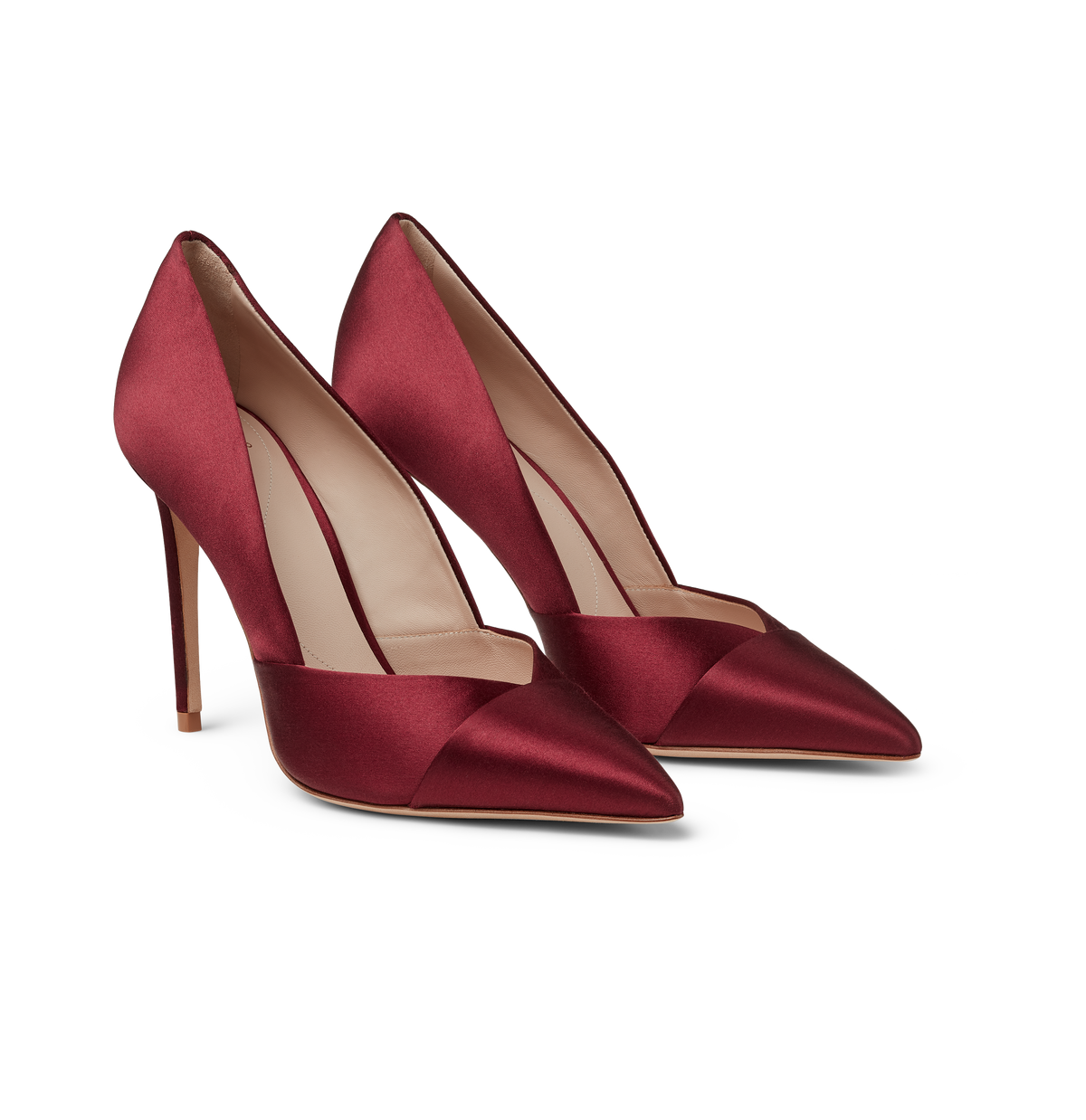 burgundy satin heels