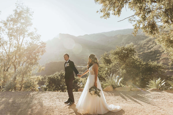 Ranch Wedding Bride and Groom Smiling at Each Other