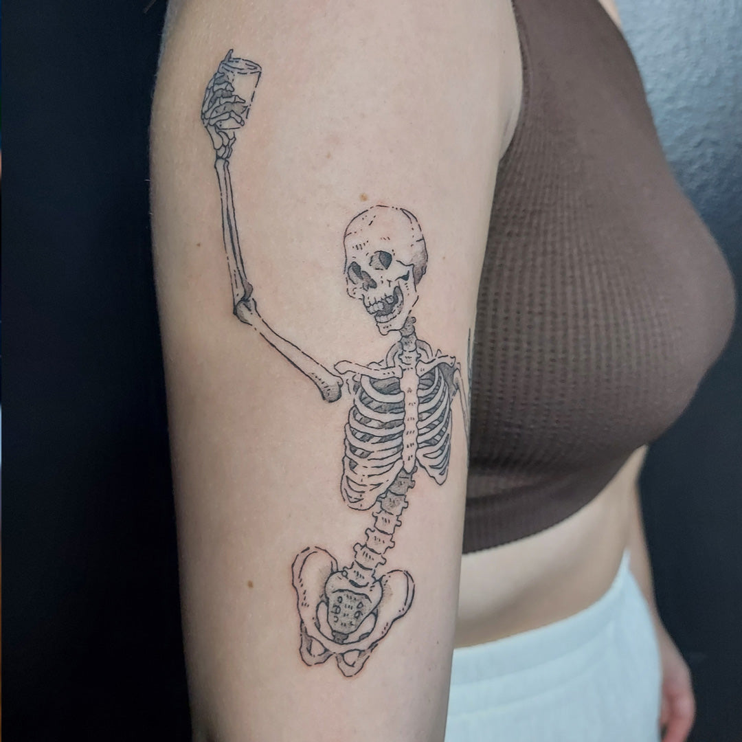25 year old single needle skeleton Other tattoos are 1 to 15 years old   Scrolller