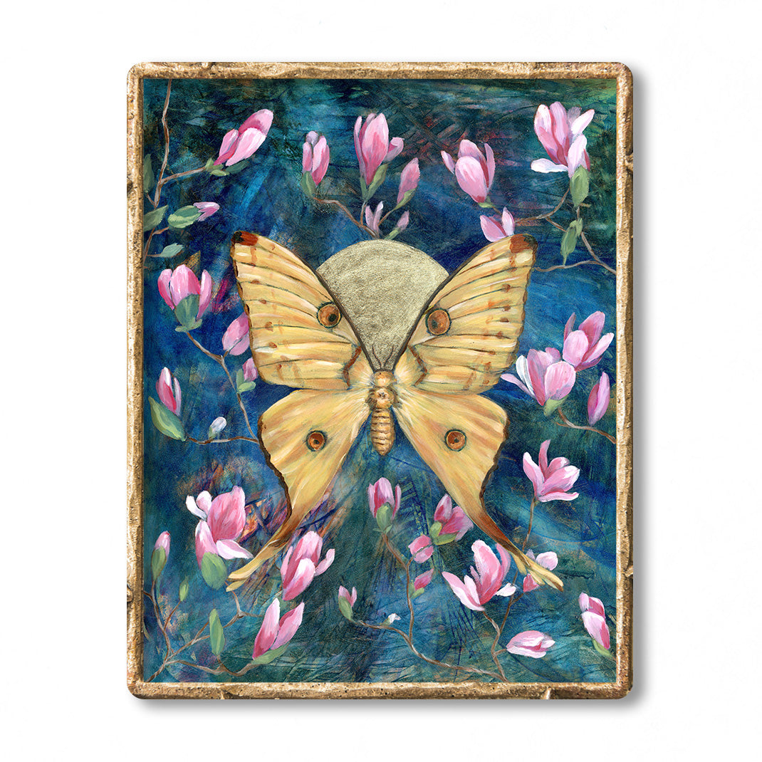 Yellow Io Moth Embellished Fine Art Print in Vintage Frame, 11x14 - The  Copper Wolf