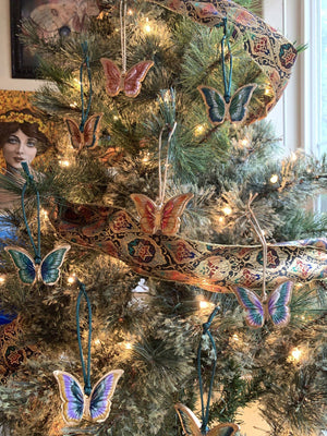 unique butterfly ornaments on christmas tree