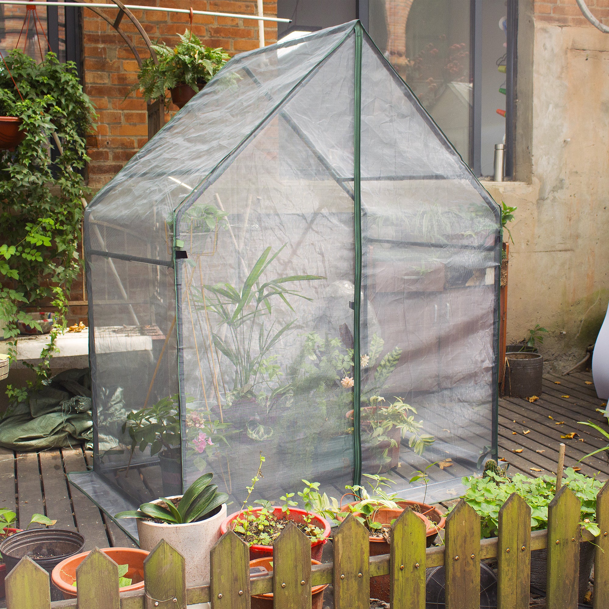 Gardzen Mini Greenhouse with Mesh Cover 36.2"(L) x53.3(W) x66.1(H) - Image 6